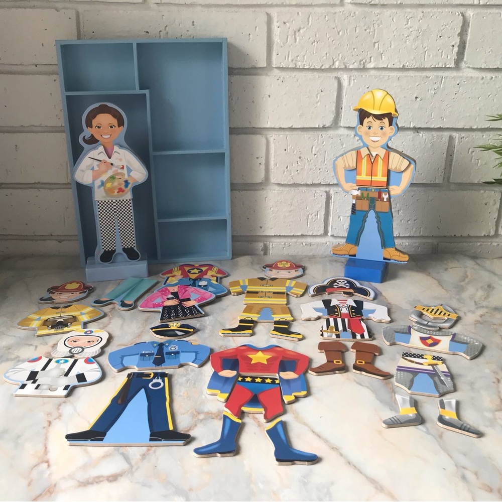 Melissa & Doug Julia & Doug Magnetic Dress-Up Wooden Doll Pretend Play Set